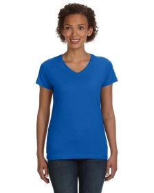 Ladies' V-Neck Fine Jersey T-Shirt - BLACK - S (Color: Royal, size: S)
