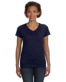 Ladies' V-Neck Fine Jersey T-Shirt - BLACK - S (Color: Navy, size: S)
