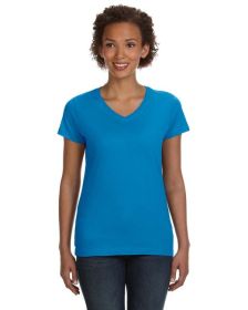 Ladies' V-Neck Fine Jersey T-Shirt - BLACK - S (Color: COBALT, size: S)