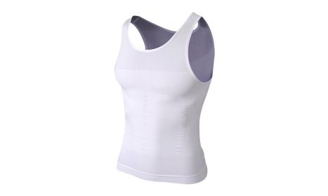 Men's Slimming Vest Body Tank Shaper Compression Shirt Sleeveless (Color: White, size: S)