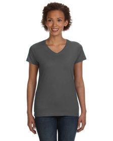 Ladies' V-Neck Fine Jersey T-Shirt - BLACK - S (Color: CHARCOAL, size: 3XL)