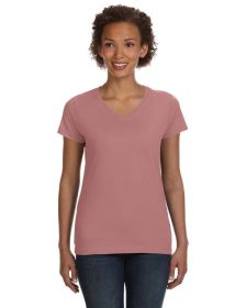 Ladies' V-Neck Fine Jersey T-Shirt - BLACK - S (Color: MAUVELOUS, size: XL)