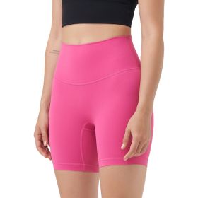 Women's High Waist Biker Shorts Tummy Control Pants Athletic Leggings Spandex Booty Shorts with 6.3In Inseam No Front Seam for Workout Yoga Running Vo (Color: 1PcPink+2PcBlack, size: L)