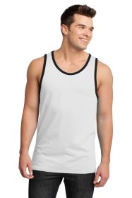 District Young Mens Cotton Ringer Tank DT1500 (Color: White/Black, size: XS)