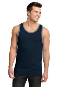 District Young Mens Cotton Ringer Tank DT1500 (Color: New Navy/ Heathered Steel, size: XS)