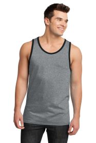 District Young Mens Cotton Ringer Tank DT1500 (Color: Heathered Steel/Black, size: 4XL)