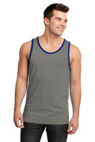 District Young Mens Cotton Ringer Tank DT1500 (Color: Grey/ Deep Royal, size: XS)