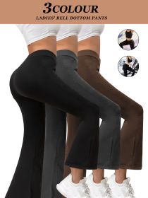 3pcs Butt-Lifting Flare Yoga Pants – High Waist, Ultra Stretch, Naked Feel Leggings for Women (Color: Three colors, size: M)