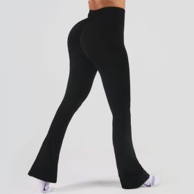 Womens Flared Yoga Pants, High Waisted Flare Leggings Bottom Bootcut Yoga Pants (Option: Black-S)