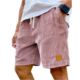 Vintage Embroidered Corduroy Fashion Lace-up Casual Shorts (Option: S-Pink)
