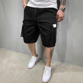 Men's Summer Korean Style Trendy Sports Casual Shorts (Option: M-Black)