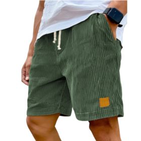 Vintage Embroidered Corduroy Fashion Lace-up Casual Shorts (Option: 5XL-Dark Green)