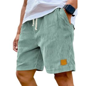 Vintage Embroidered Corduroy Fashion Lace-up Casual Shorts (Option: 5XL-Light Green)