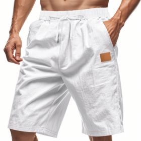 Solid-color Mens Plus-size Thin Linen Breathable Beach Sports Casual (Option: 2XL-White)