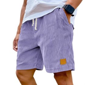 Vintage Embroidered Corduroy Fashion Lace-up Casual Shorts (Option: M-Purple)