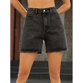 High Waist Loose Casual Women's Denim Shorts (Option: Gray-S)