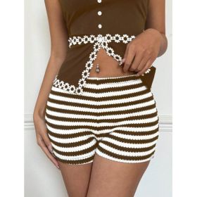 Fashionable Striped Sassy Low-Waist High-Stretch Womens Shorts (Option: Coffee Stripes-S)