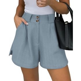 Shorts Pure Color Comfort Women's Clothing With Pockets (Option: Light Blue-M)