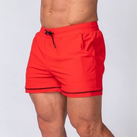 Fitness Quick-drying Sport Running Training Outdoor Beach Shorts (Option: Red-L)