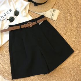 Womens Relaxed Versatile High-waisted Workwear Wide-leg Pants (Option: Black-M)