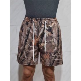 Women's Loose Casual Drawstring Branch Camouflage Printing Shorts (Option: Champagne-M)