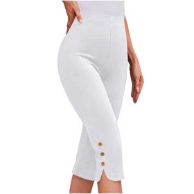 Plus-size Womens Clothing Loose, Casual Mid-length Layered Pants (Option: White-L)