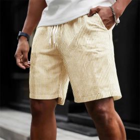 Striped Lace-up Sweatpants Minimalist Cropped Shorts (Option: L-Yellow)