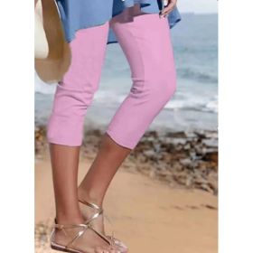 Summer Women's Plain Casual Leggings (Option: Pink-2XL)