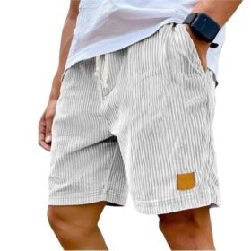 Vintage Embroidered Corduroy Fashion Lace-up Casual Shorts (Option: 2XL-White)