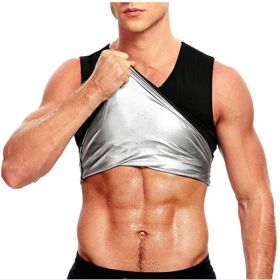 Men's And Women's Corset Violent Sweat Suit Belly Fitness Vest (Option: Black Silver-4XL 5XL)