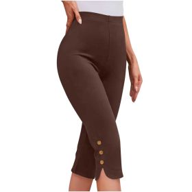 Plus-size Womens Clothing Loose, Casual Mid-length Layered Pants (Option: Camel-L)