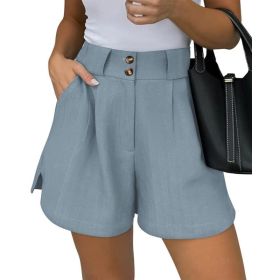 Shorts Pure Color Comfort Women's Clothing With Pockets (Option: Light Blue-L)
