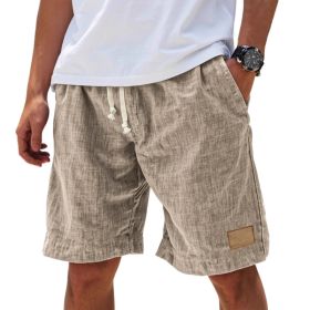 Men's Retro Breathable Linen Loose Holiday Shorts (Option: 4XL-Khaki)