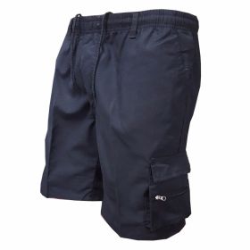 Men's Casual Working Pants Shorts Loose Summer Outdoor Workout Pants (Option: Navy Blue-XXXL)