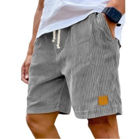Vintage Embroidered Corduroy Fashion Lace-up Casual Shorts (Option: 2XL-Gray)