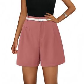 Elastic High Waist Wide Leg Casual Shorts (Option: Pink-2XL)
